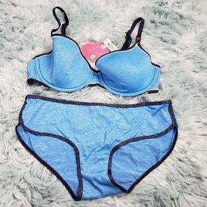 Victoria's Secret Blue Lined Demi Bra & Hiphugger